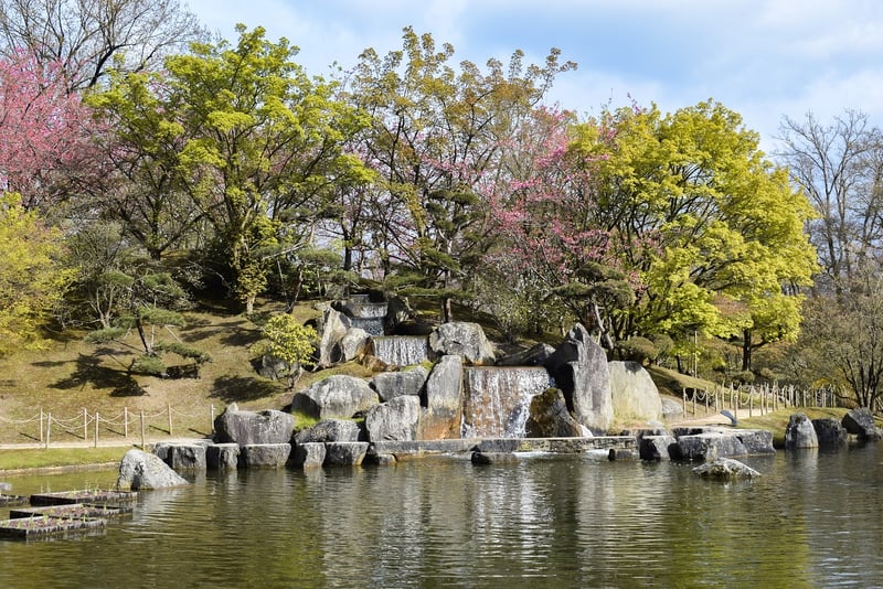 Bamboo fountain in Zen garden
